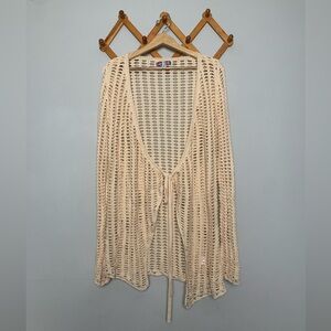 Urban Outfitters BDG Cream Ivory Lace Bell Sleeve Open Cardigan Cover Up SZ L